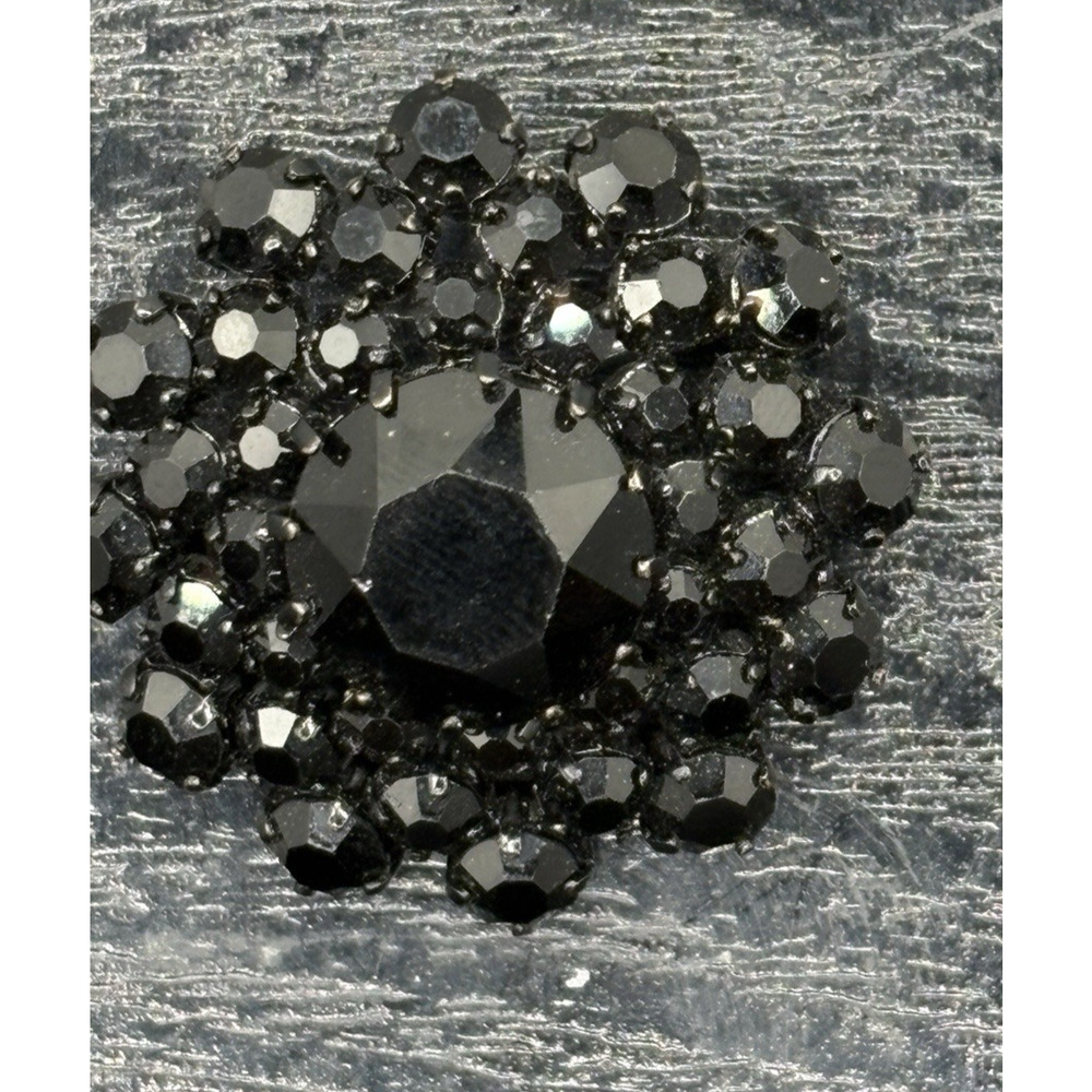 Black Beaded Glass Brooch Mourning Brooch